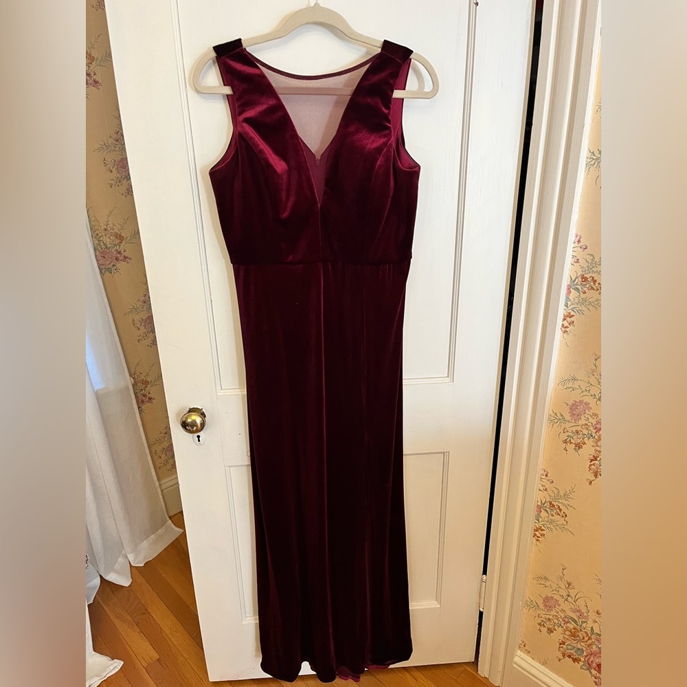 Red velvet floor length dress
